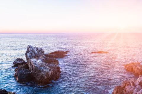 Evening view of pacific ocean Stock Photos