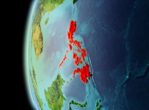 Evening view of Philippines on Earth Illustrazione stock