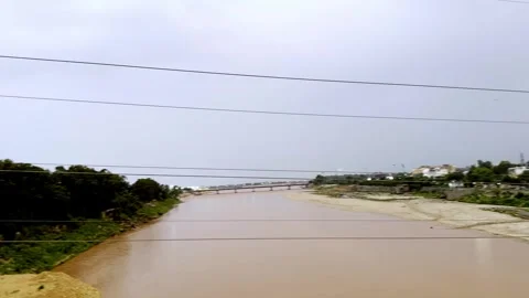 Evening View of River and City After Summer Rain Видео 341497104