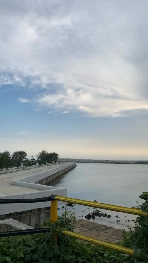 Evening view on the river bank Video stock 274338605
