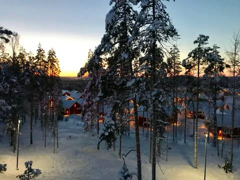 Evening view of Rovaniemi Stock Photos