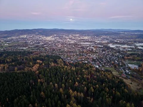 An Evening View Showcasing Seamless Integration Of City Streets And Forest .. Stock Photos