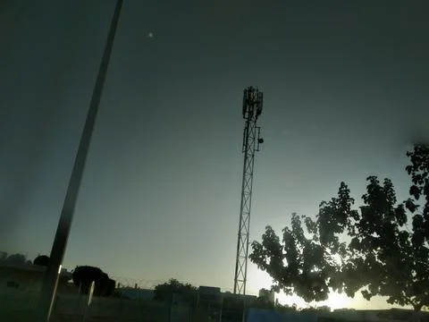 The evening view in the sky with tree Stock Photos