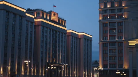 Evening View on State Duma in Moscow Stock Footage 277121342