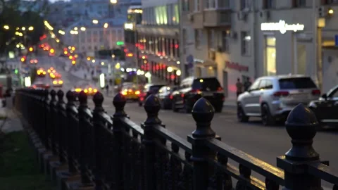 Evening view of the streets and boulevards of the city Stock Footage 138180316