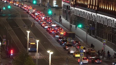 Evening view of the streets and boulevards of the city Stock Footage 140708902