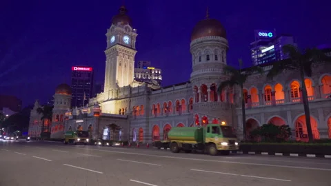 Evening view of the Sultan Abdul Samad Building, Kuala Lumpur Stock Footage 311373827