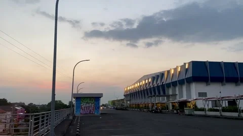 Evening View of Tirtonadi Bus Terminal Parking Area in Solo Video stock 336781685