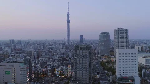 Evening view of Tokyo Sky Tree Stock Footage 108650193