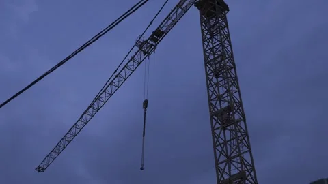 Evening view on tower crane at construction site Stock Footage 277225808