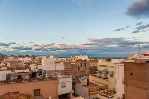 Evening view on a town Stock Photos