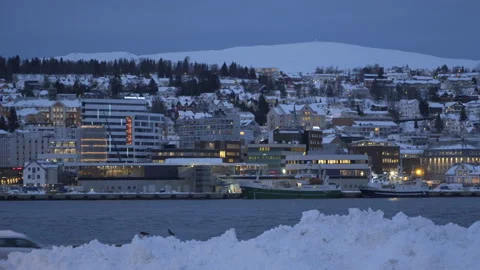 Evening view in the Tromso, Norway Stockbeeldmateriaal 86643536