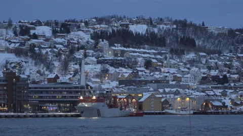 Evening view in the Tromso, Norway Stock Footage 86643768