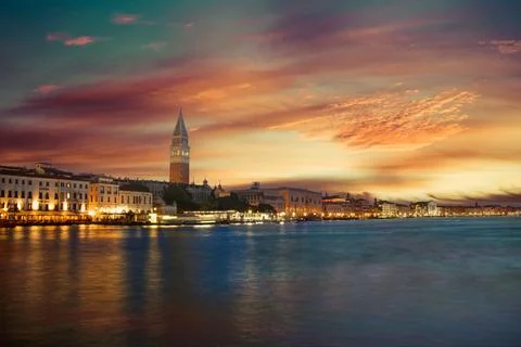 An evening view of Venice looking at Piazza San Marco. 写真素材