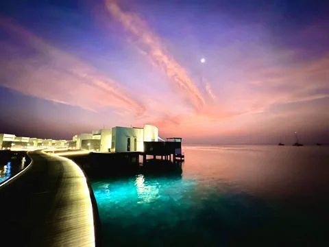 Evening view of the villas Stock Photos