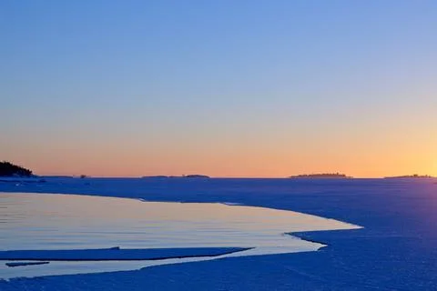 Evening view in winter. Stock Photos