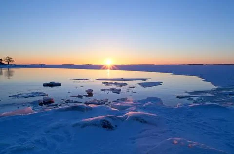 Evening view in winter. Stock Photos