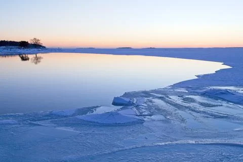 Evening view in winter. 스톡 사진