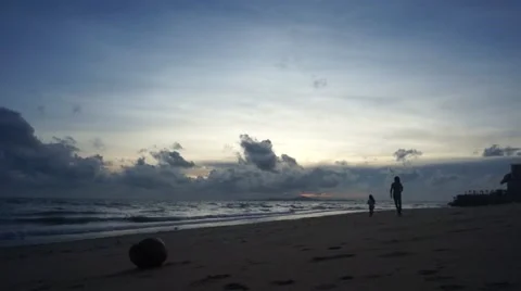 Evening walk along the seashore Stock Footage 54412470