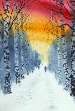 Evening walk in the park Stock Illustration
