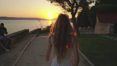 Evening walk in Sustipan Park, Split Stock Footage 219973181