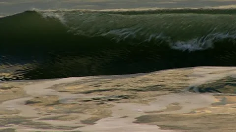 Evening Waves Foam Close Up Pan Right Stock Footage 10829554