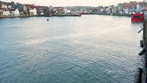 Evening at Whitby harbour Video stock 218438516