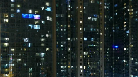 Evening windows blinking Stock Footage 149062866