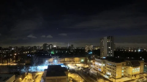 Evening in winter on the city timelapse Video stock 79809793
