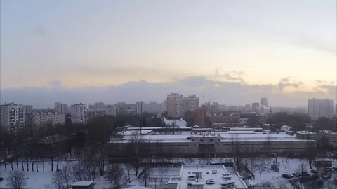 Evening in winter in city timelapse Stock Footage 79815256