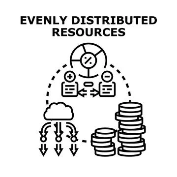Evenly distributing resources, data, and financial assets Stock Illustration