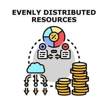 Evenly distributing resources, data, and financial assets Stock Illustration