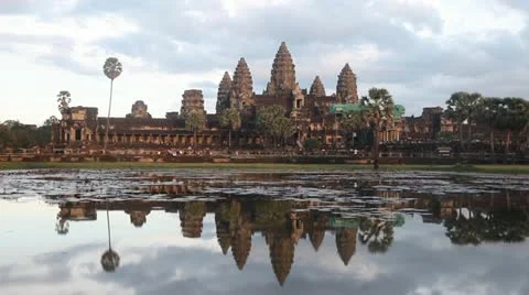 Evenng at Angkor Wat Stock Footage 12710093