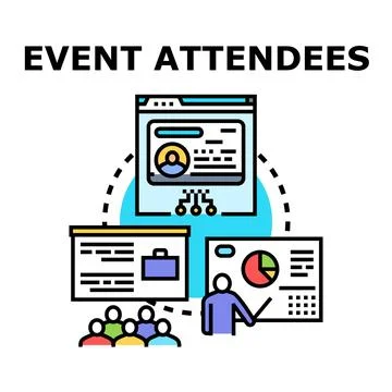 Event attendees connecting across virtual and physical spaces Stock Illustration