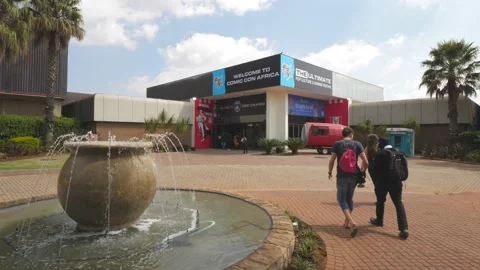 Event attendees enter Comic Con Africa 2022 held at the Johannesburg Expo Centre Stock Footage 212168976