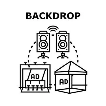 Event backdrop setting advertisement audio speakers display Stock Illustration
