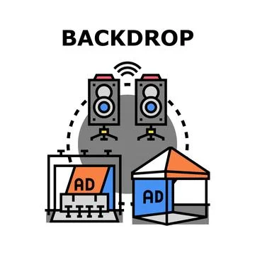 Event backdrop setting advertisement audio speakers display Stock Illustration