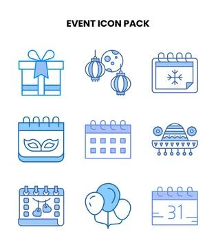 Event Blue Scalable Icons Pack Stock Illustration