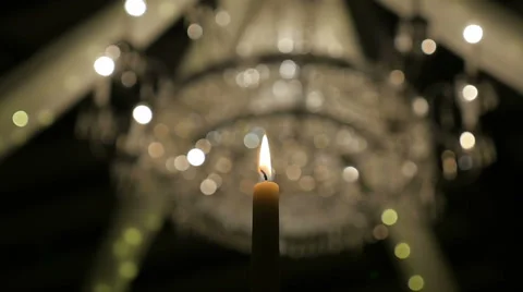 Event Candle and Soft Focus Chandelier Lighting HD Stock Footage 39014777