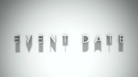 Event date 3D title animation with shadows on a white background Stock Footage 297385231