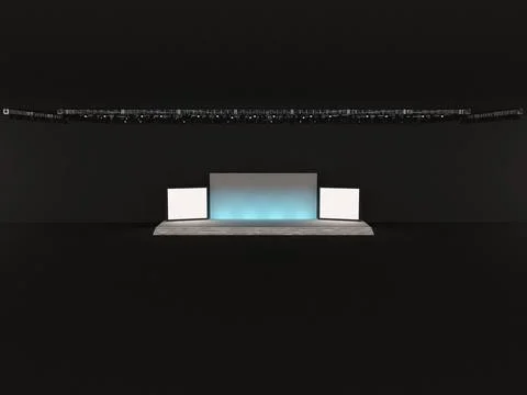 Event Empty stage front view. with a rectangular screen for projection Stock Illustration