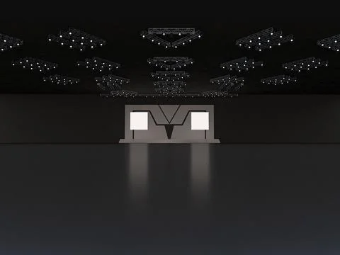 Event Empty stage front view. with two sides square-led screen for projection Stock Illustration
