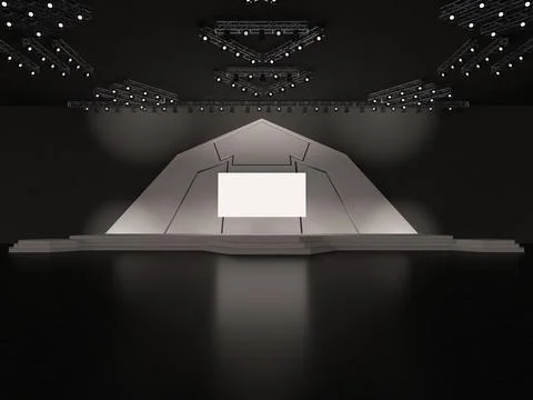 Event empty stage in front view with a rectangular led screen for projection Stock Illustration