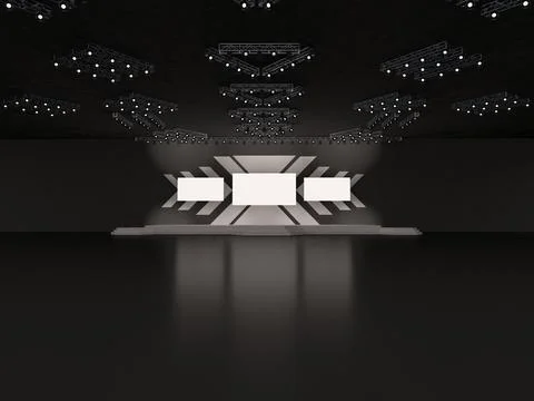 Event empty stage in front view with rectangular led screens for projection Stock Illustration