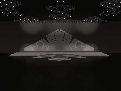 Event Empty stage front view including stairs. with a pyramid backdrop design Stock Illustration