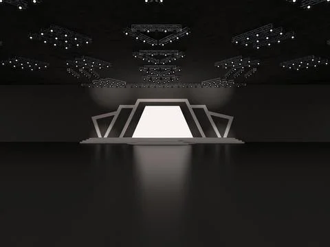Event empty stage in front view with a led screen for projection, stage stair Stock Illustration