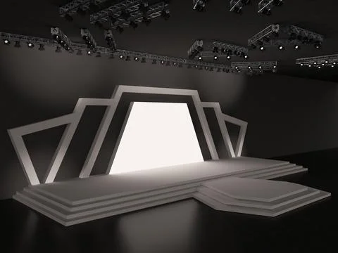 Event empty stage in perspective view with a led screen for projection Stock Illustration
