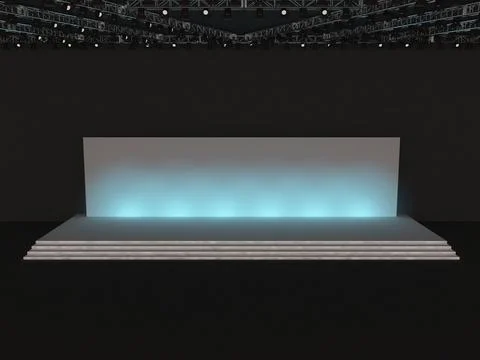 Event empty stage with stairs in front view, a rectangular screen for project Illustrazione stock