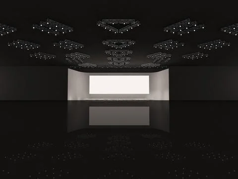 Event empty stage with stairs in front view, a rectangular led screen Stock Illustration