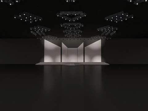 Event empty stage with stairs in front view, projection on the backdrop Stock Illustration